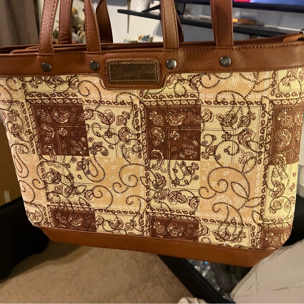 Wrangler Brown and Cream Patterned Tote